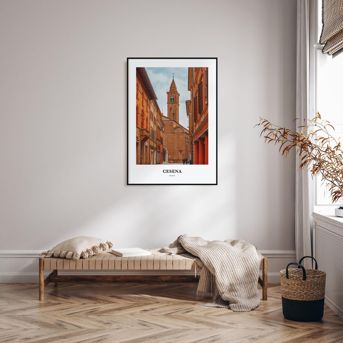 Cesena Italy Old Town Street Brick Church Tower Photo Poster - Image 3