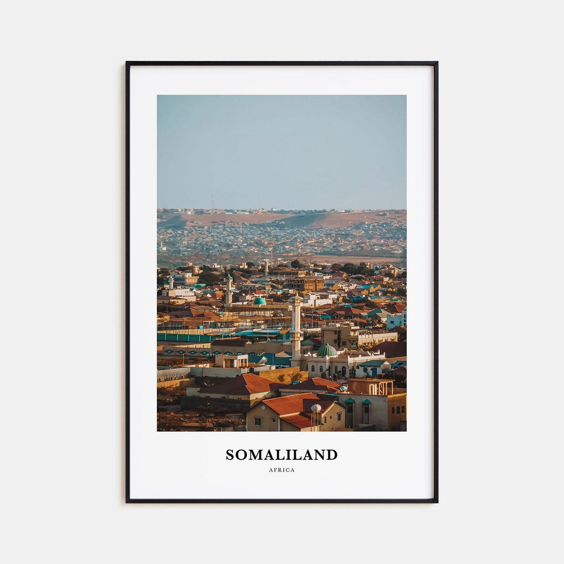 Somaliland Africa Cityscape Mosque Minarets Golden View Photo Poster