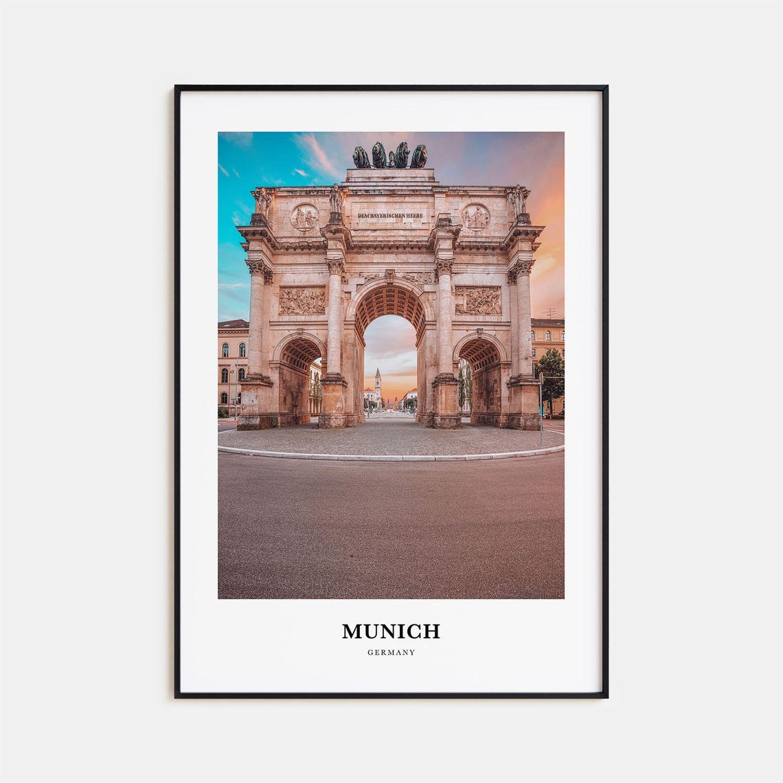 Munich Siegestor Triumphal Arch Golden Sunset Photo Travel Poster