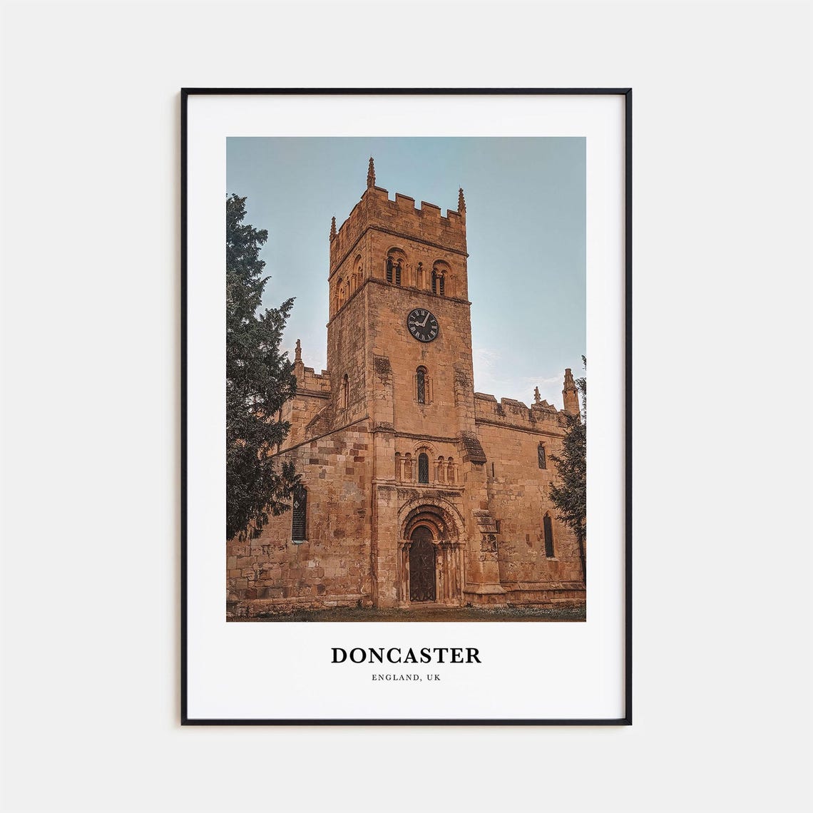Doncaster England Church Clock Tower Minimalist Historic Poster