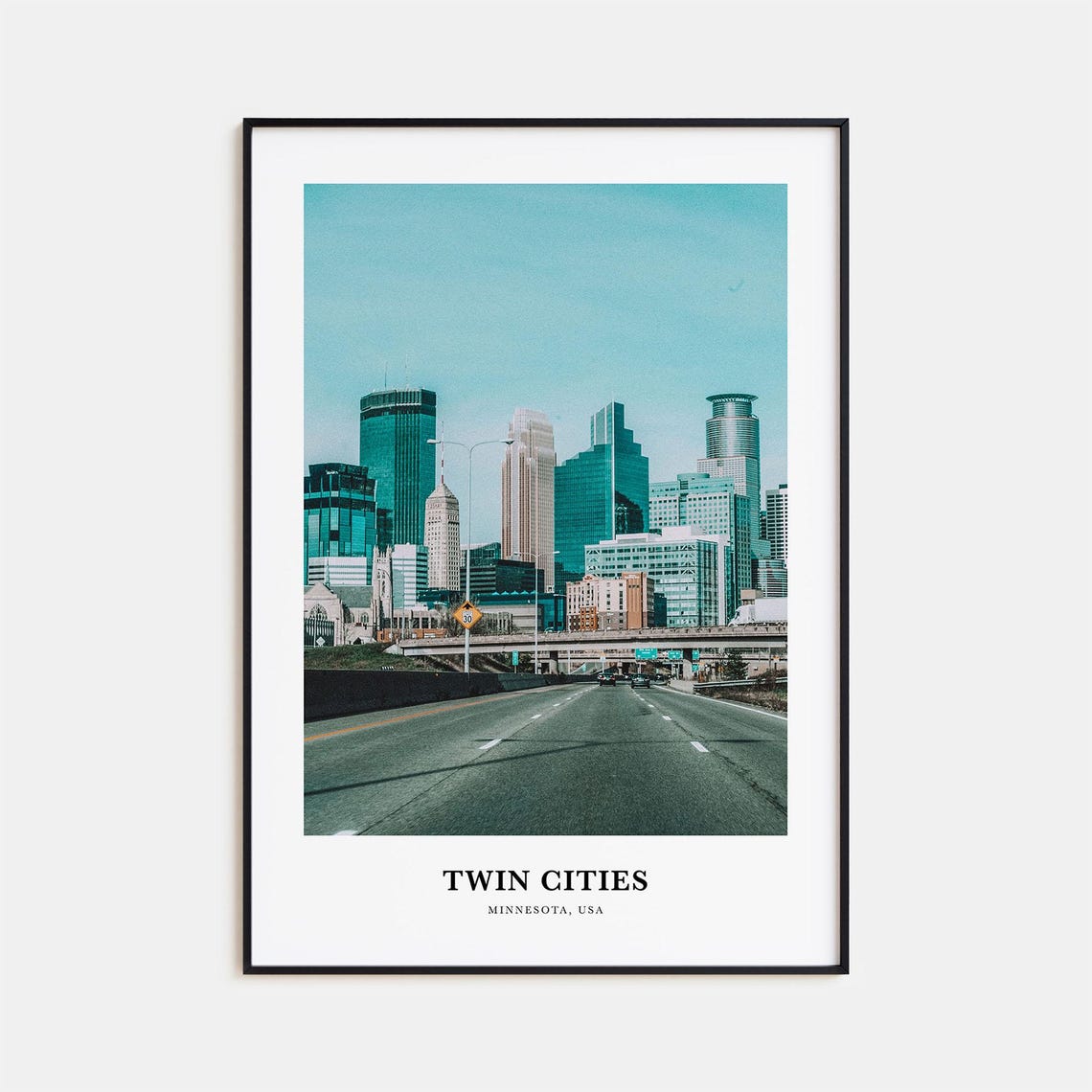 Twin Cities Downtown Skyline Highway Approach Minnesota Poster