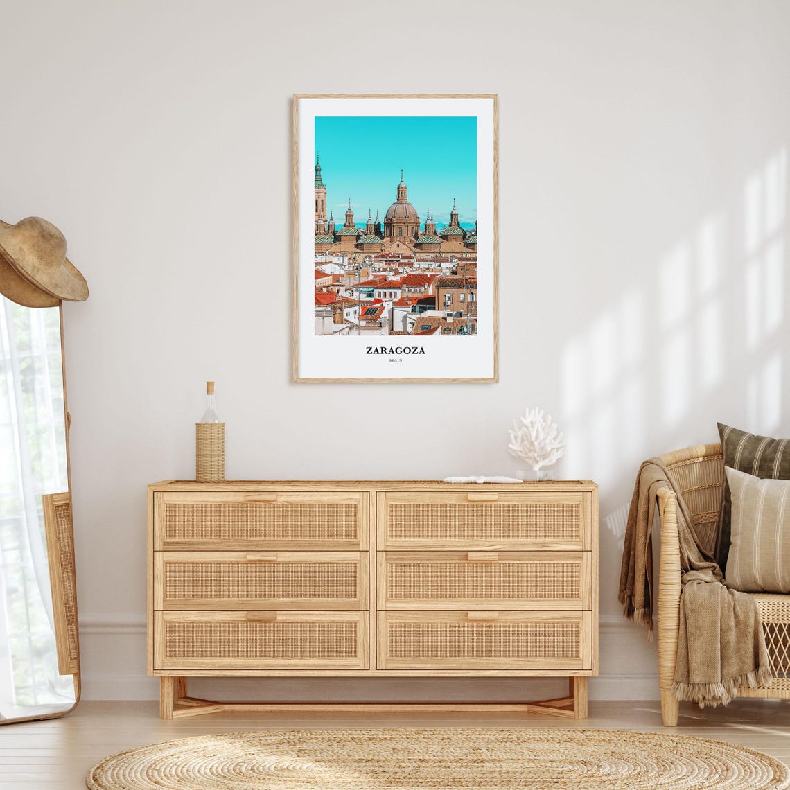 Zaragoza Basilica Del Pilar Domes Red Rooftops Spain City Poster - Image 2