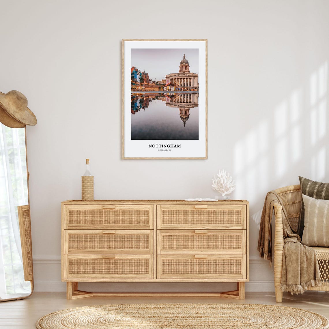 Nottingham England UK Mirrored Water Reflection Photo Travel Poster - Image 2