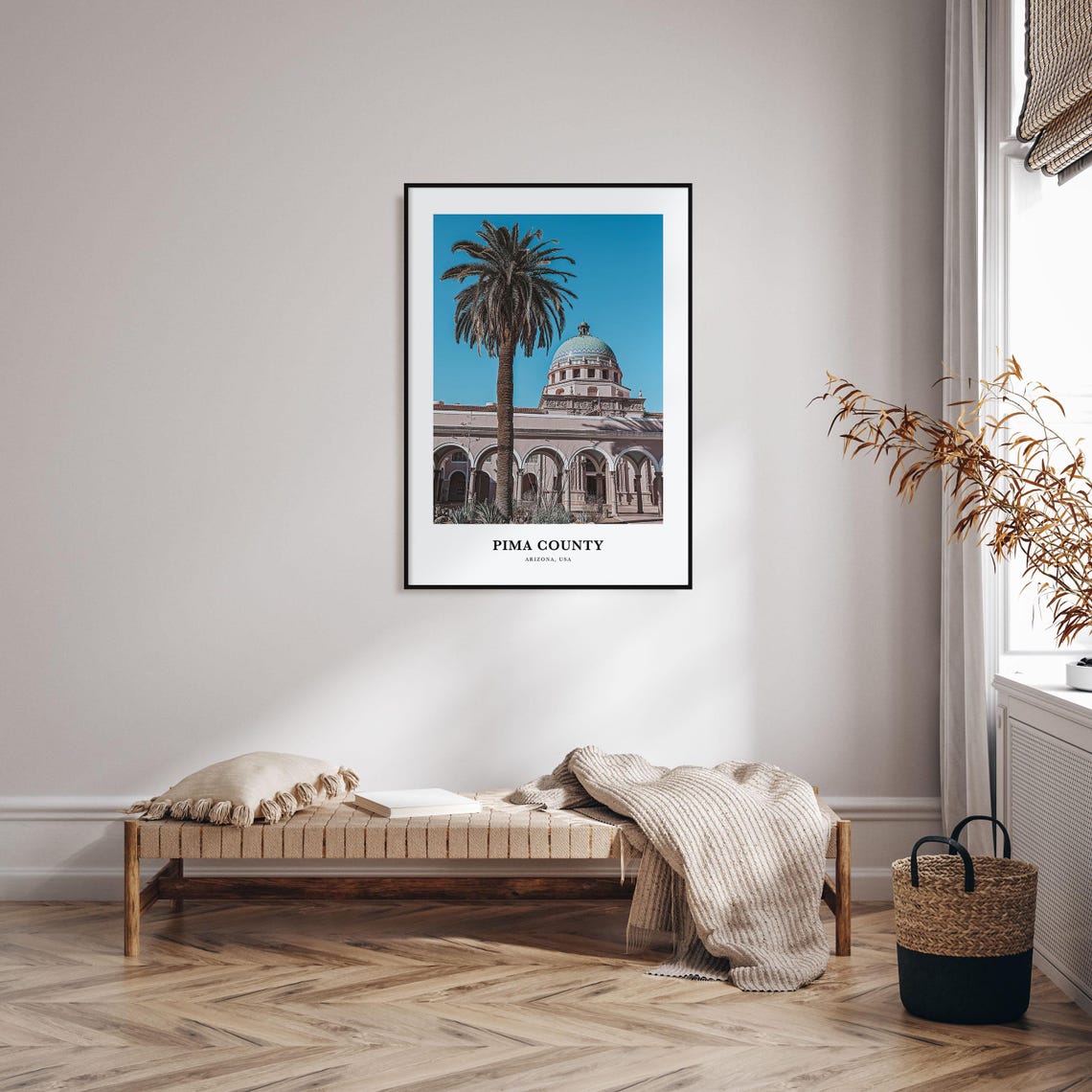 Pima County Arizona Tiled Dome Courthouse Palm Tree Art Poster - Image 3