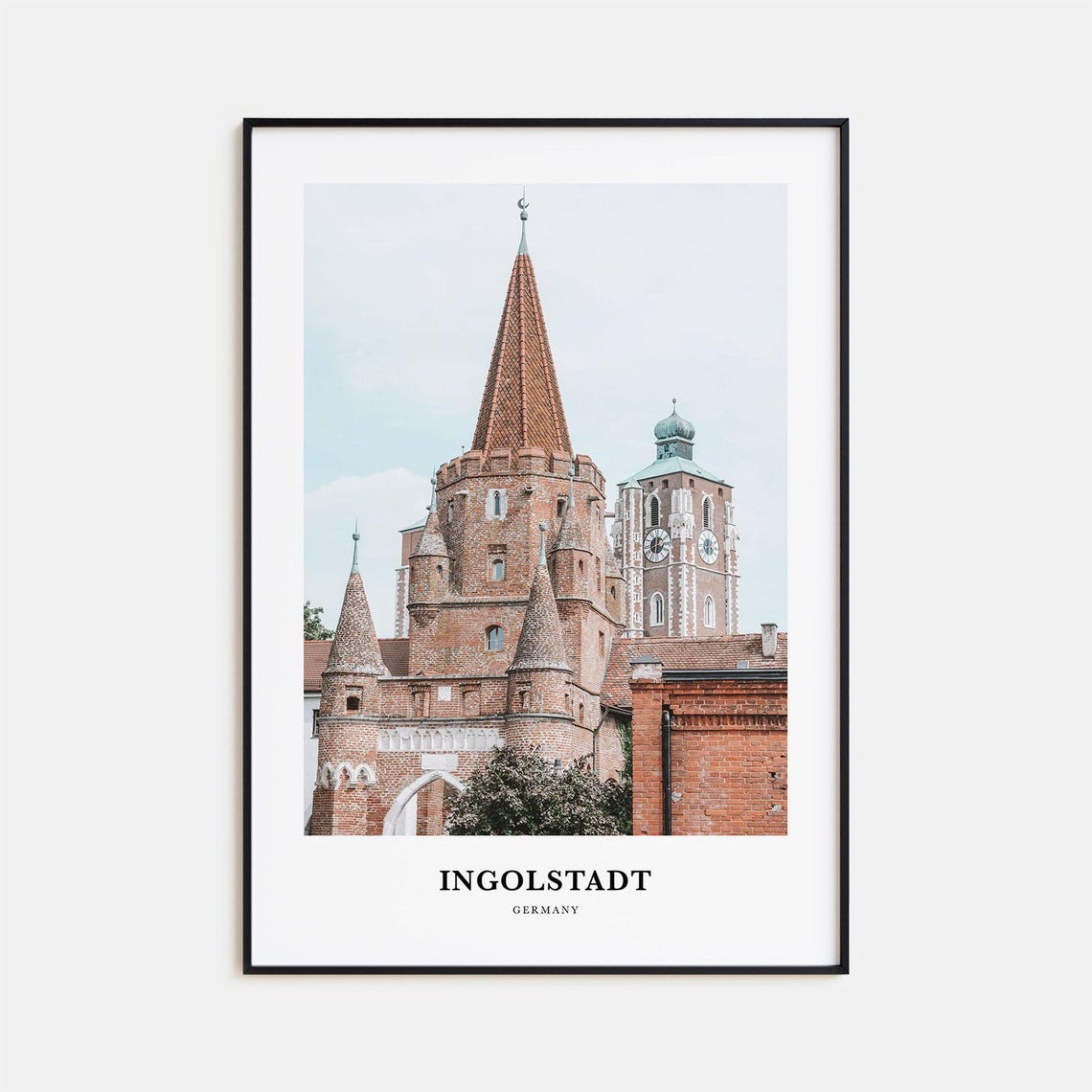 Ingolstadt Germany Medieval Brick Gate Church Tower Photo Poster