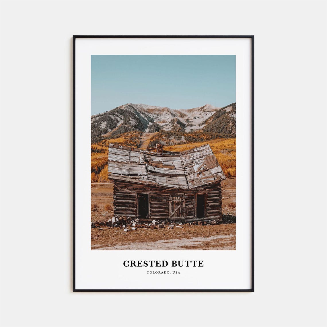 Crested Butte Colorado Rustic Cabin and Fall Aspen Mountains Poster