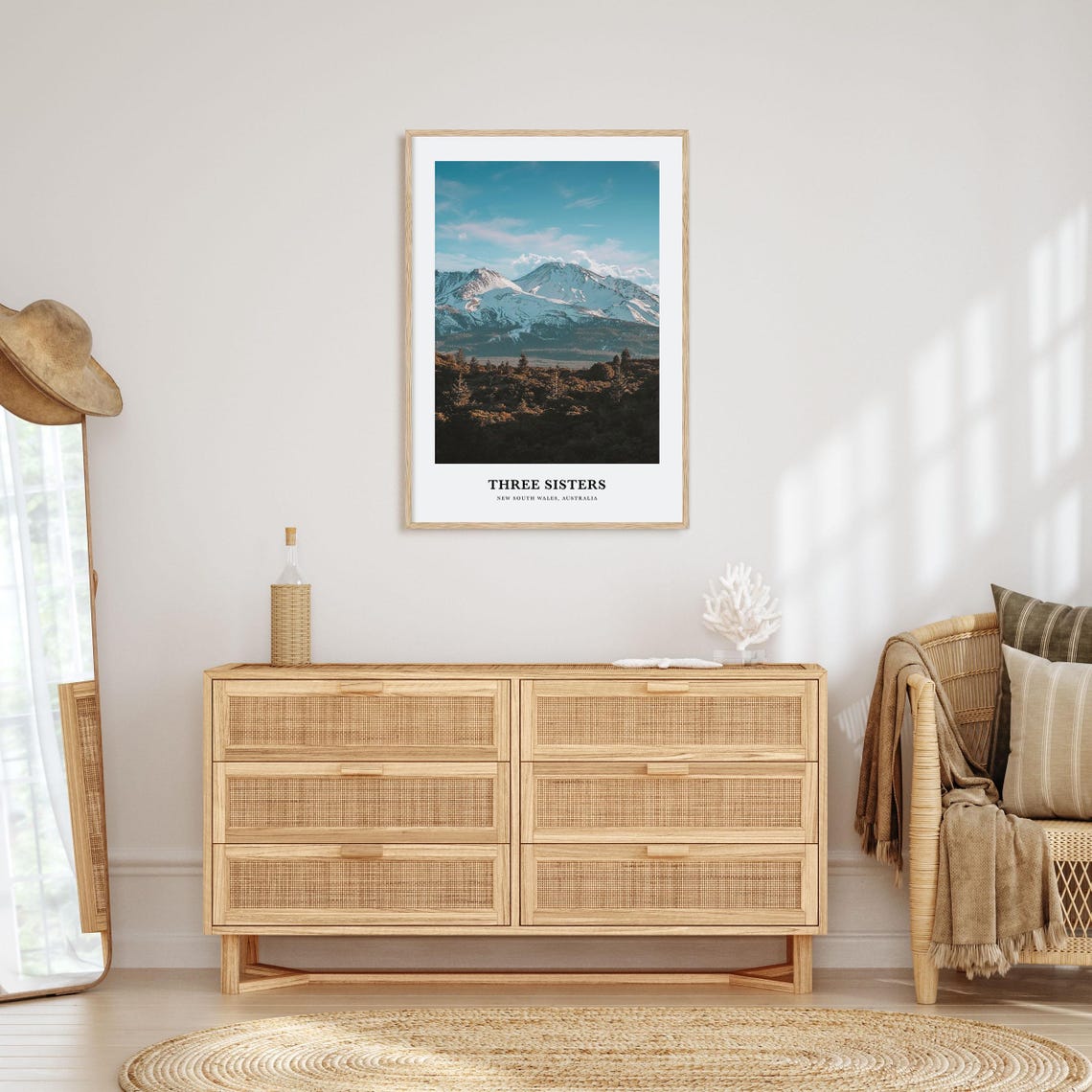 Three Sisters Australia Snowy Mountain Peaks Travel Photography Poster - Image 2