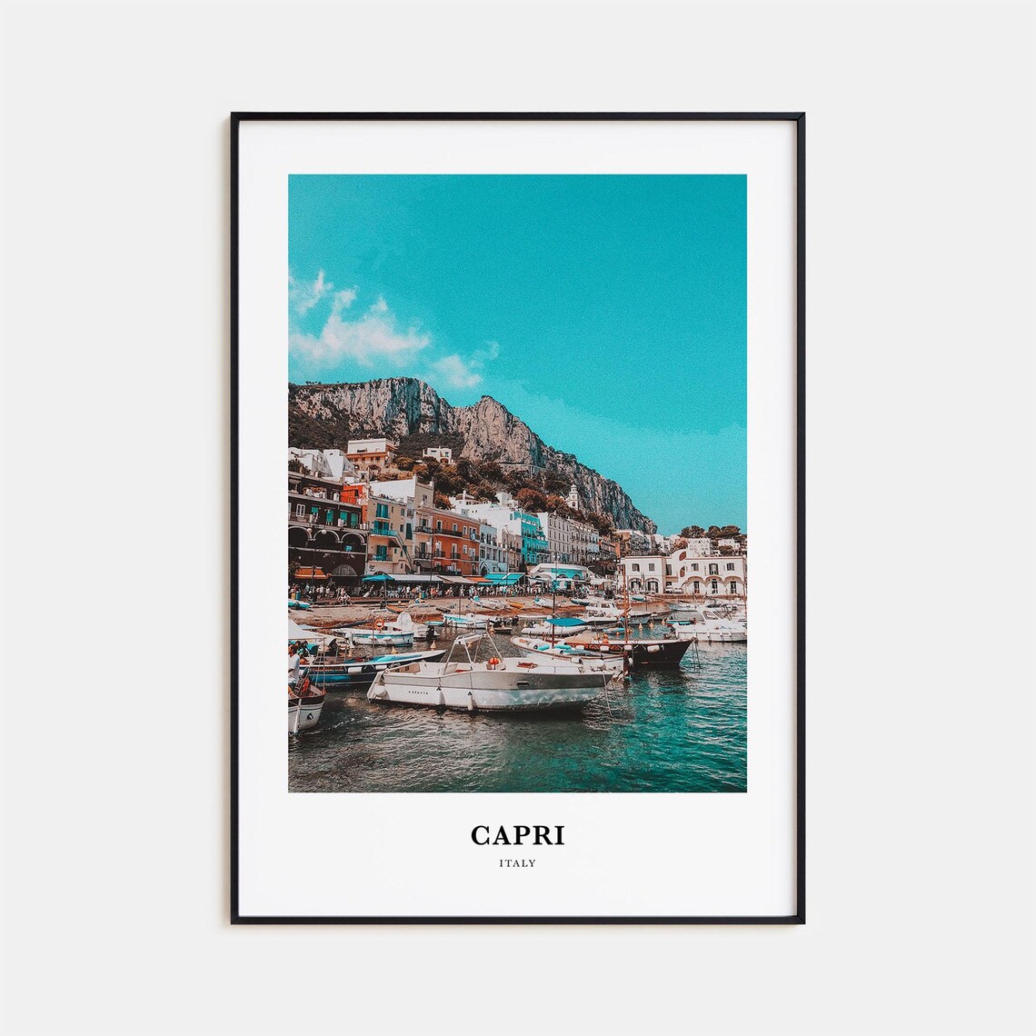 Capri Italy Marina Grande Colorful Harbor Boats Cliffs Photo Poster