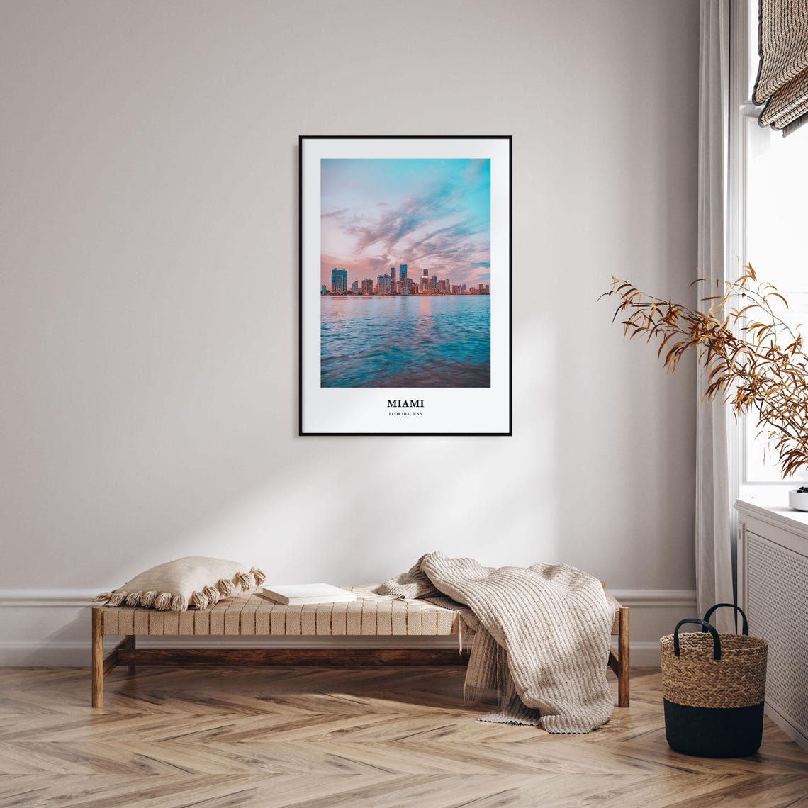 Miami Florida City Skyline Across the Bay at Sunset Photo Poster - Image 3