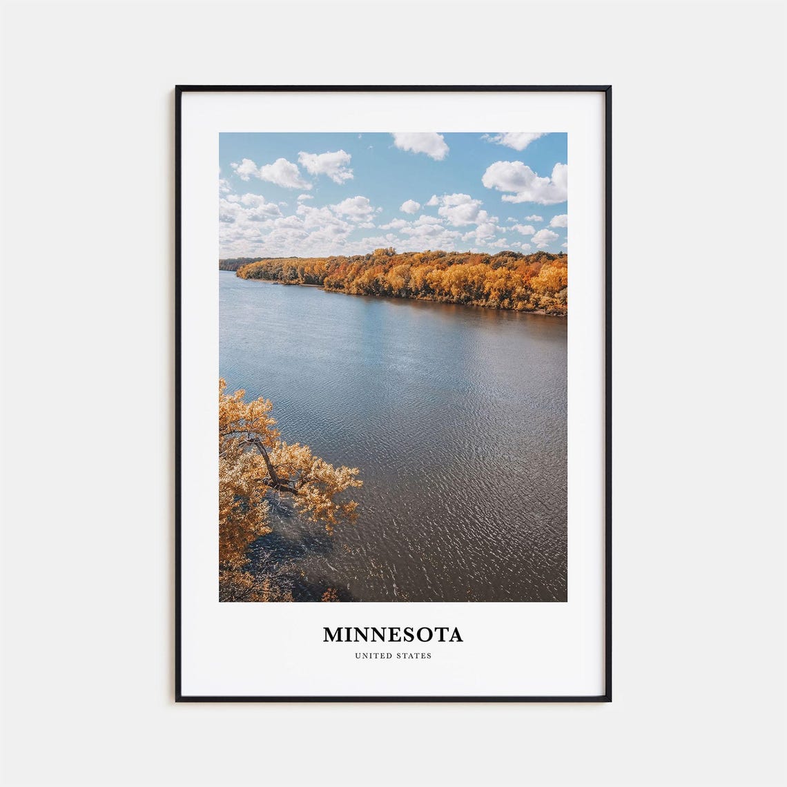 Minnesota USA Autumn River Golden Foliage Scenic Nature Poster