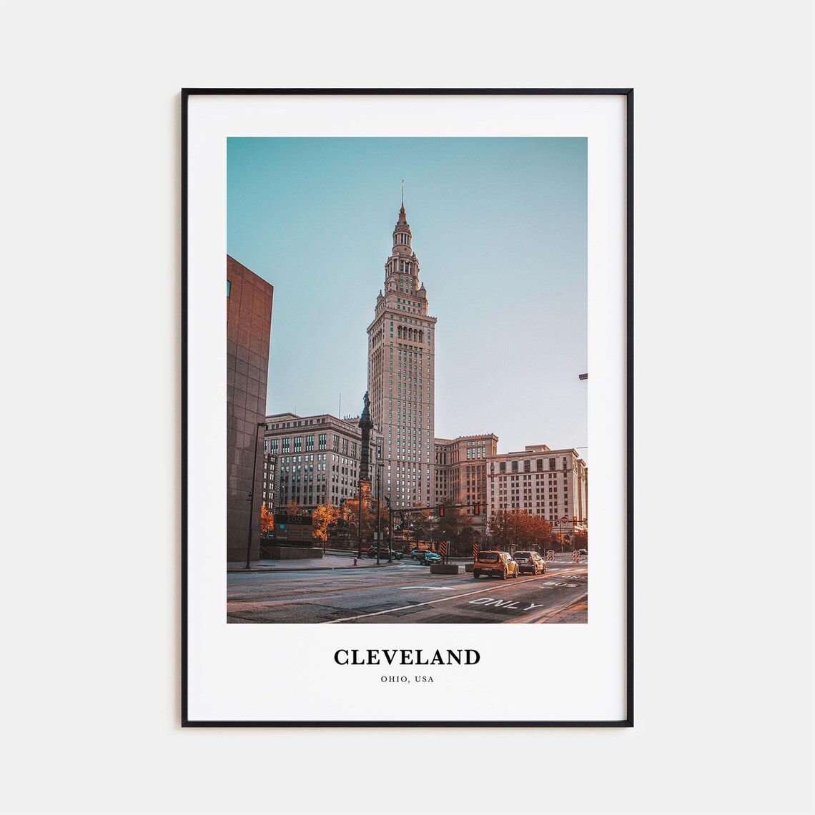 Cleveland Ohio Terminal Tower Street Photography Travel Poster USA
