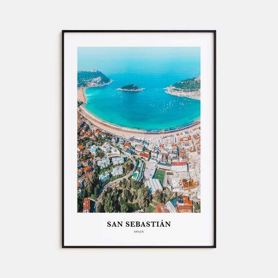 San Sebastian Travel Poster, Spain Map Art Print