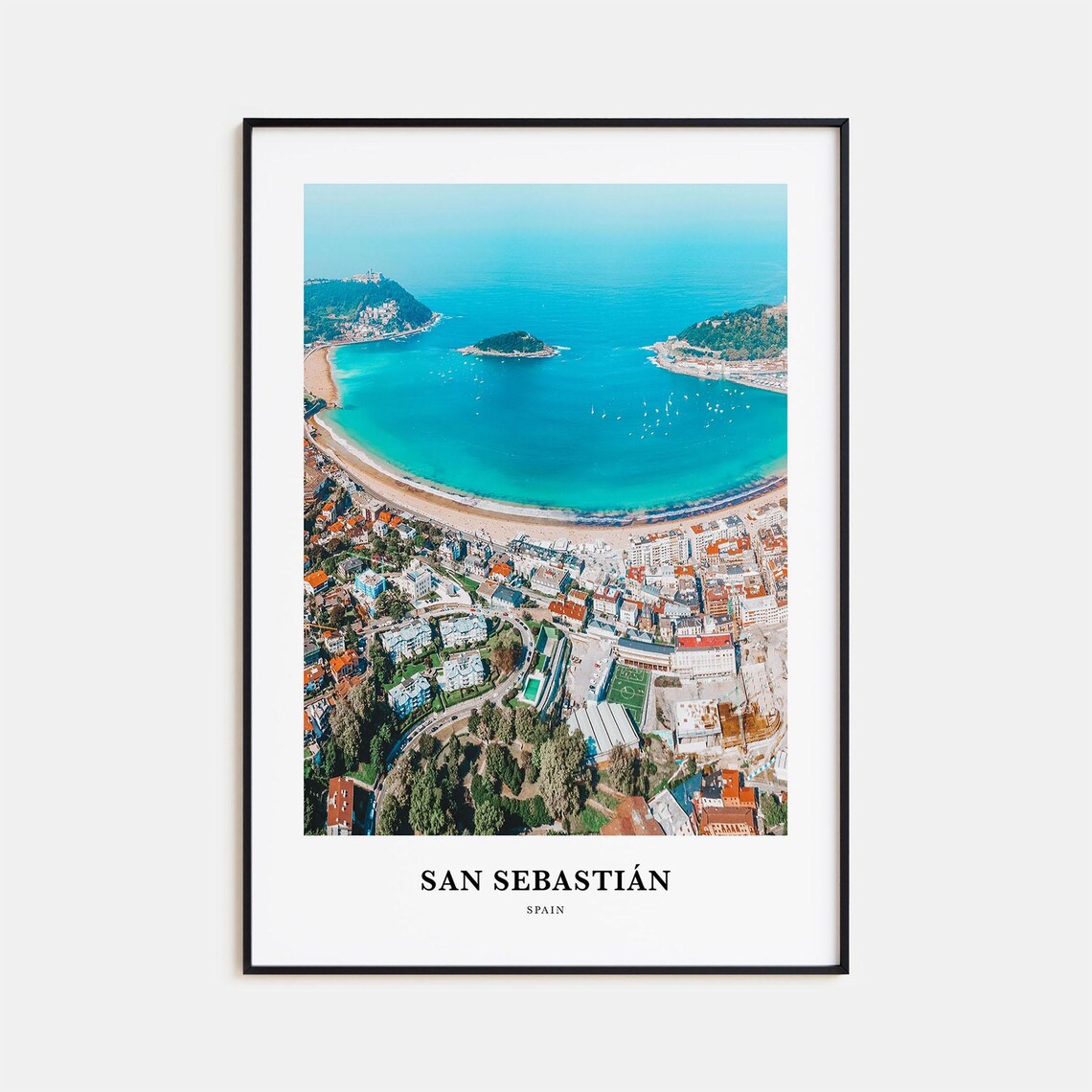San Sebastian Travel Poster, Spain Map Art Print