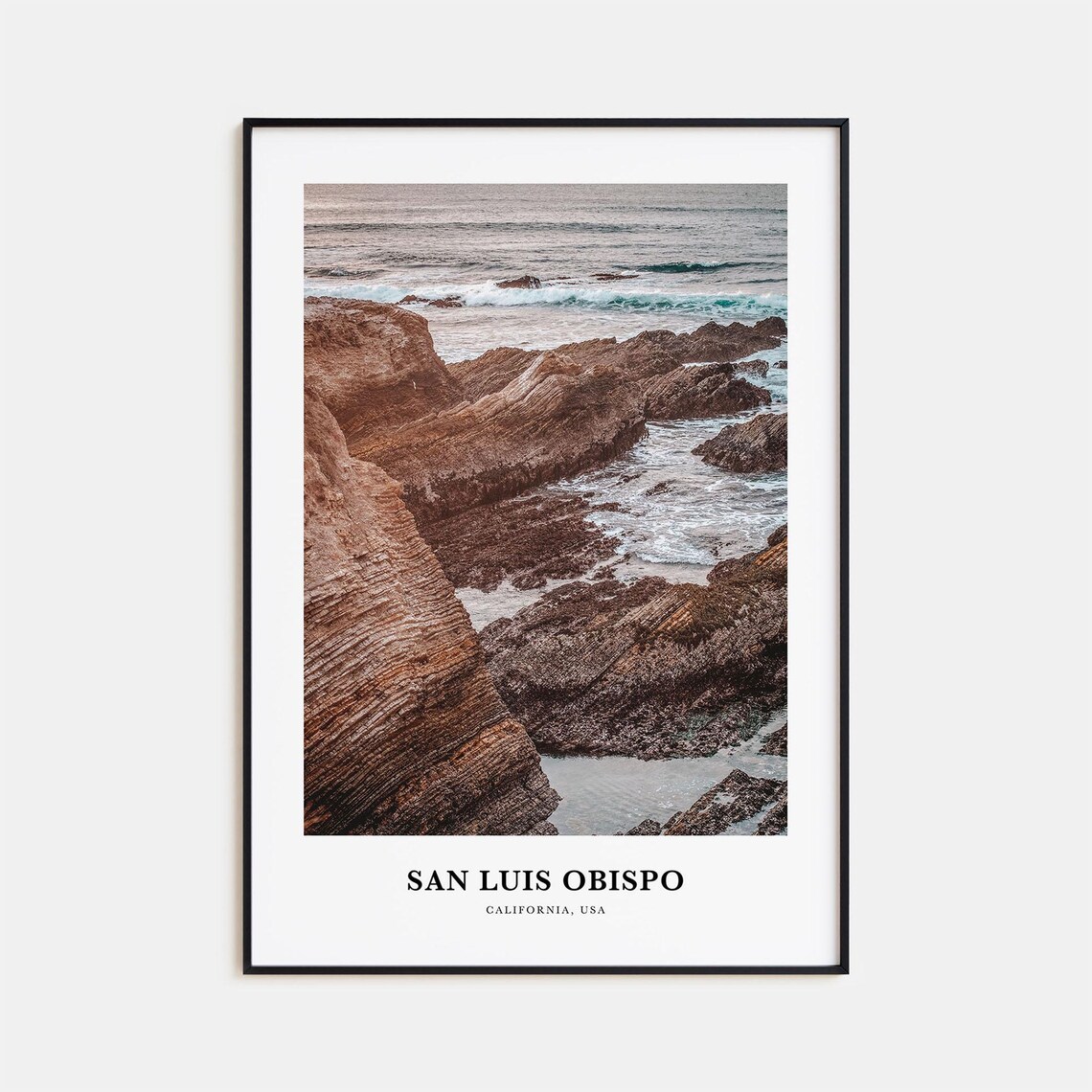 San Luis Obispo California Rocky Ocean Coast Waves Travel Photo Poster