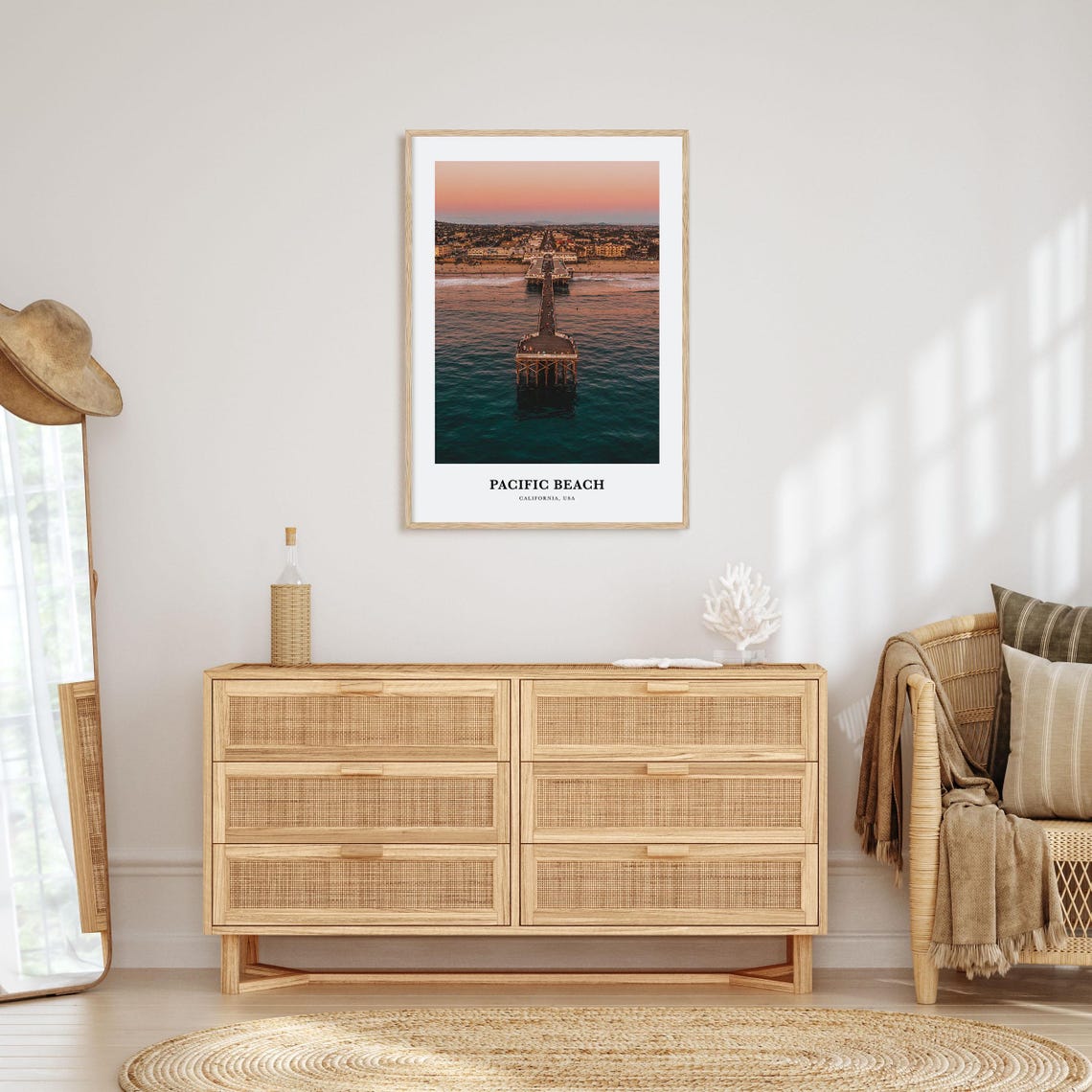 Pacific Beach California Sunset Pier Aerial Ocean View Travel Poster - Image 2