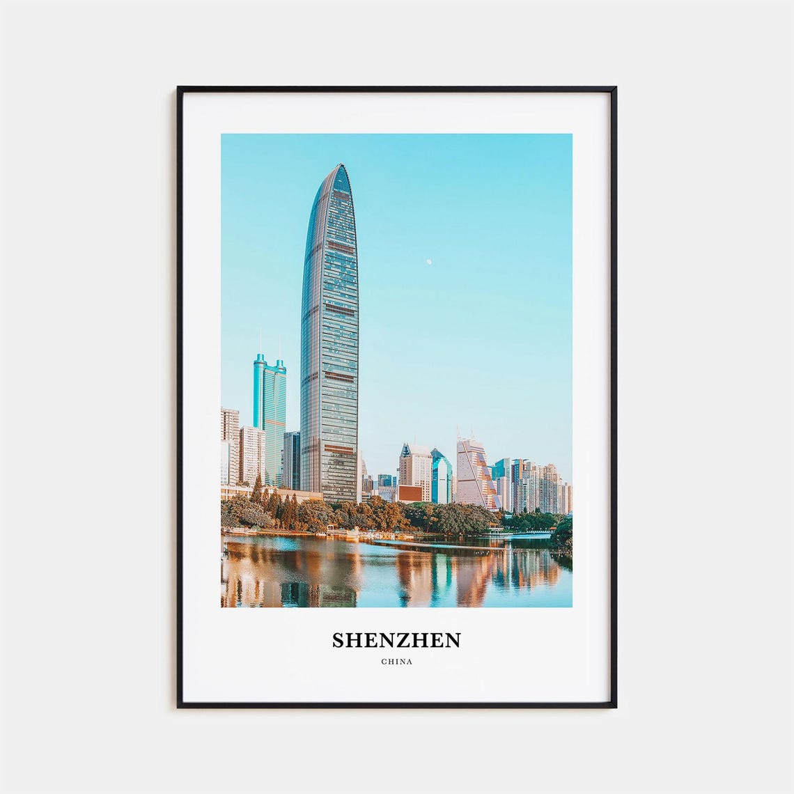 Shenzhen China Modern Skyscraper Water Reflection Skyline Poster