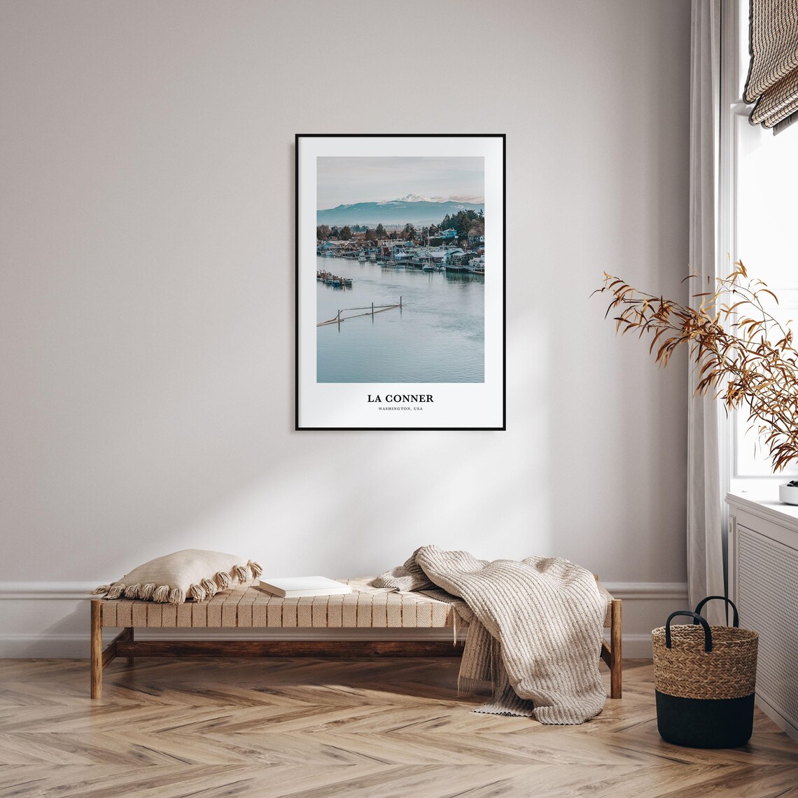 La Conner Washington Harbor Boats Mountain View Travel Photo Poster - Image 3
