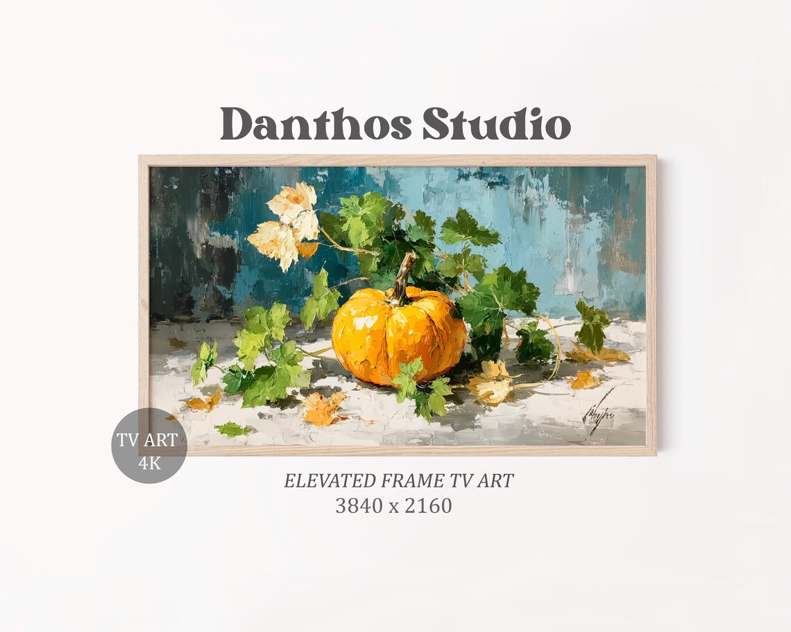 Rustic Pumpkin Painting Autumn Farmhouse Tv Art