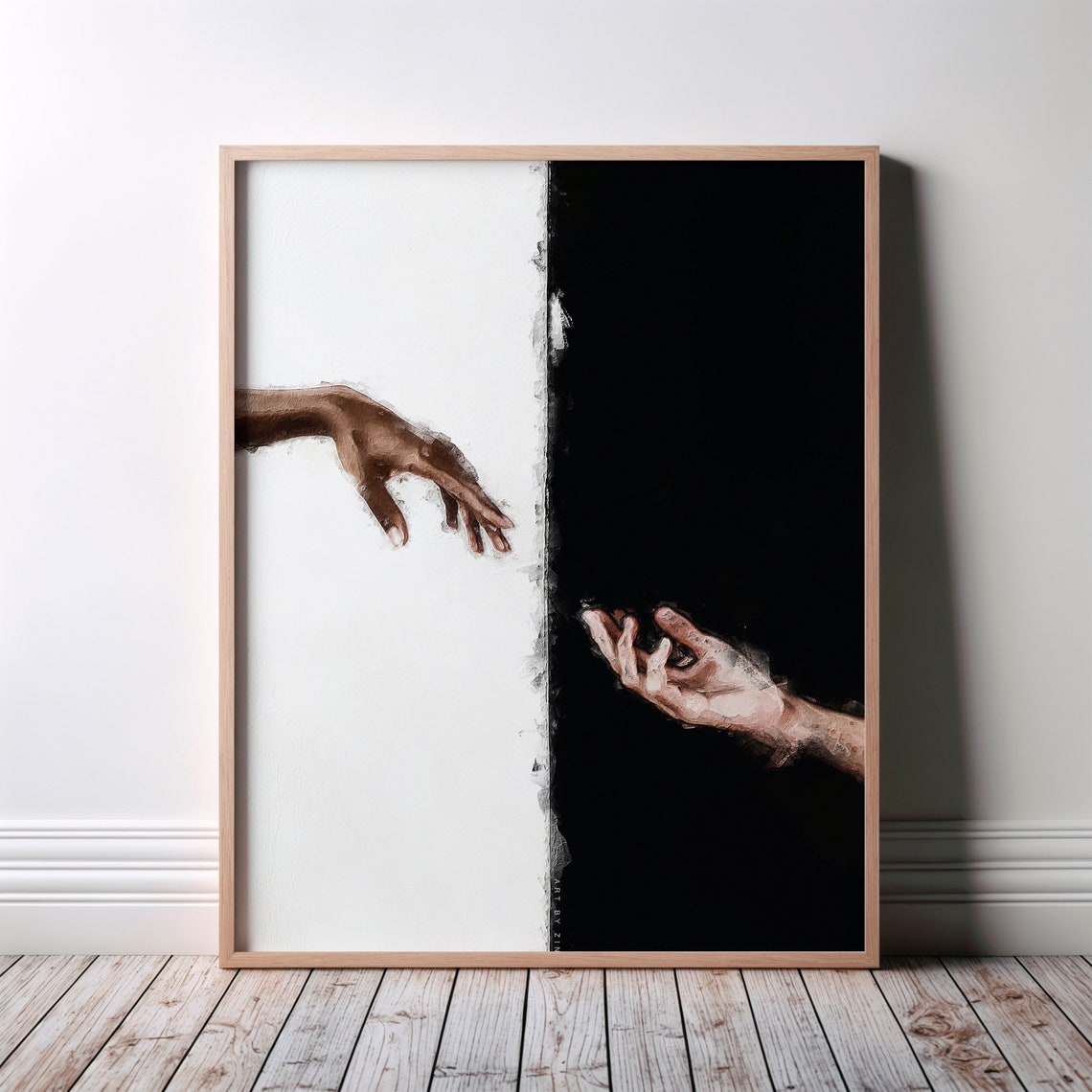 Diversity In Unity Art Poster Black And White Hands Reaching Out Wall Contemporary Inspirational