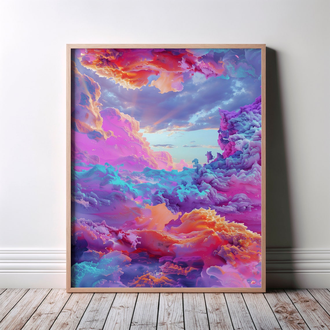 Psychedelic Clouds Pink Purple Turquoise Vibrant Fantasy Sky Poster