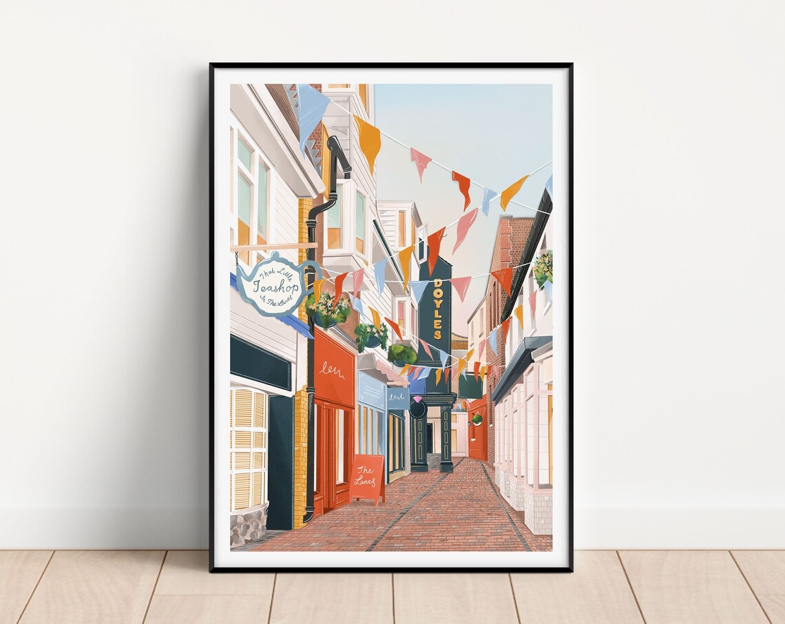 Brighton The Lanes Travel Poster, Coastal Print - Image 2