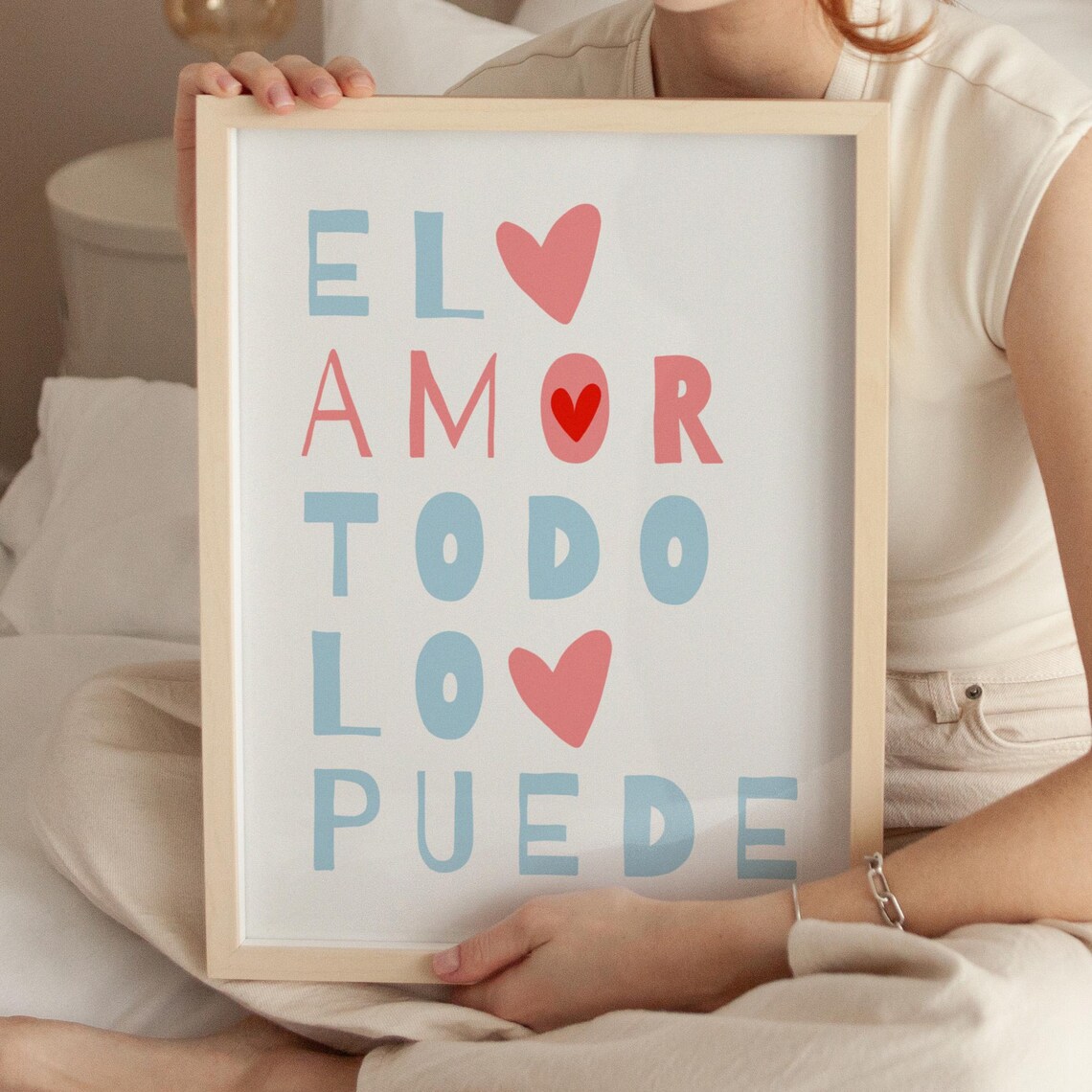 El Amor Todo Lo Puede Spanish Love Quote Heart Typography Poster
