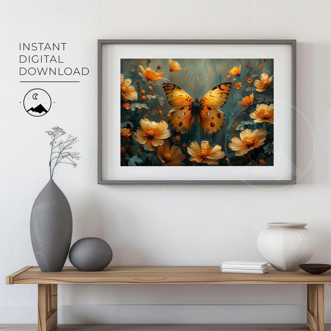 Butterfly Garden Art Print, Vintage Floral Decor - Image 2