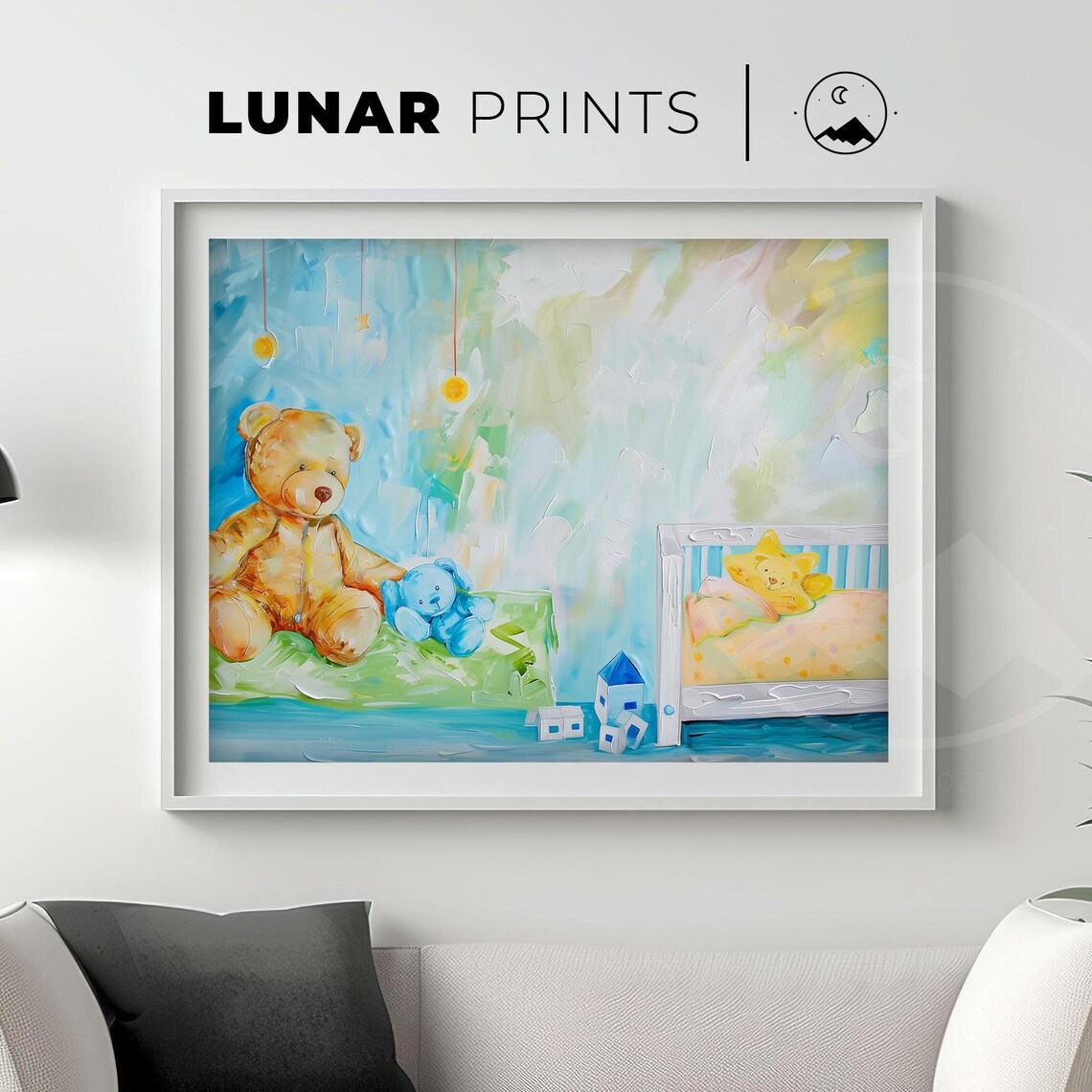 Teddy Bear Nursery Decor, Whimsical Children's Art