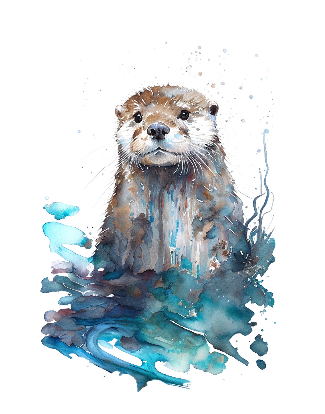 Otter Watercolor Animal Illustration, Nursery Decor Art Print