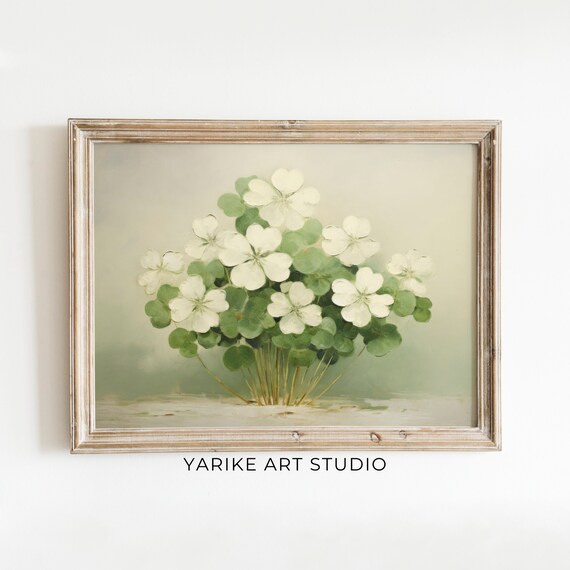 White Clover Botanical Bouquet Saint Patricks Day Irish Poster