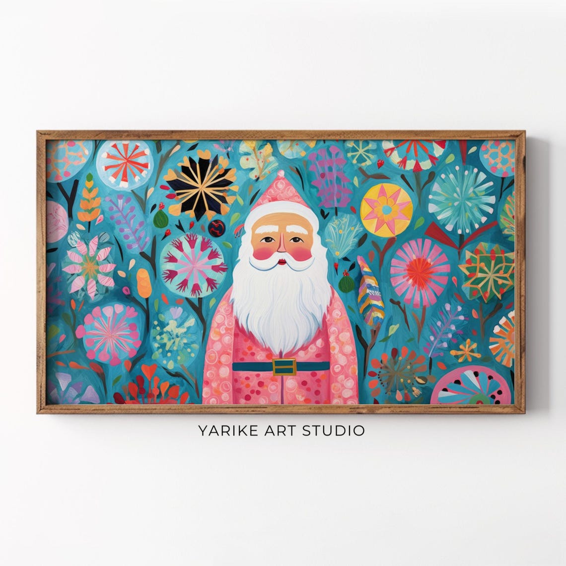 Father Christmas Folk Art Frame Tv Art Santa Claus Portrait Frame Tv Art Seasonal Tv Screensaver Christmas Decor 262