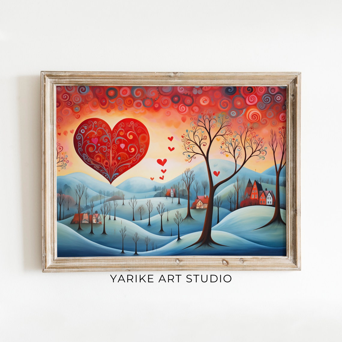 Big Red Heart Rising Over Snowy Winter Hills Valentine Poster - Image 6