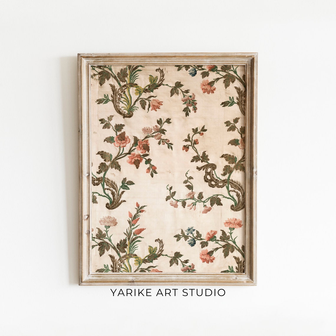 Vintage Floral Tapestry Pattern Antique Botanical Textile Art Poster