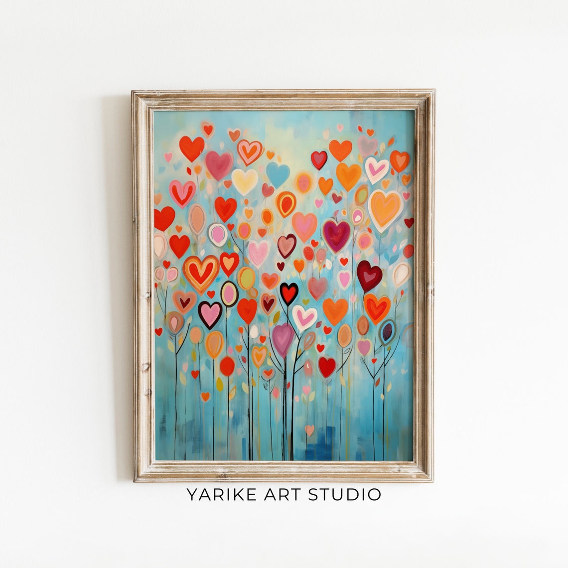 Whimsical Valentine Heart Garden Blooming Hearts On Stems Wall Art