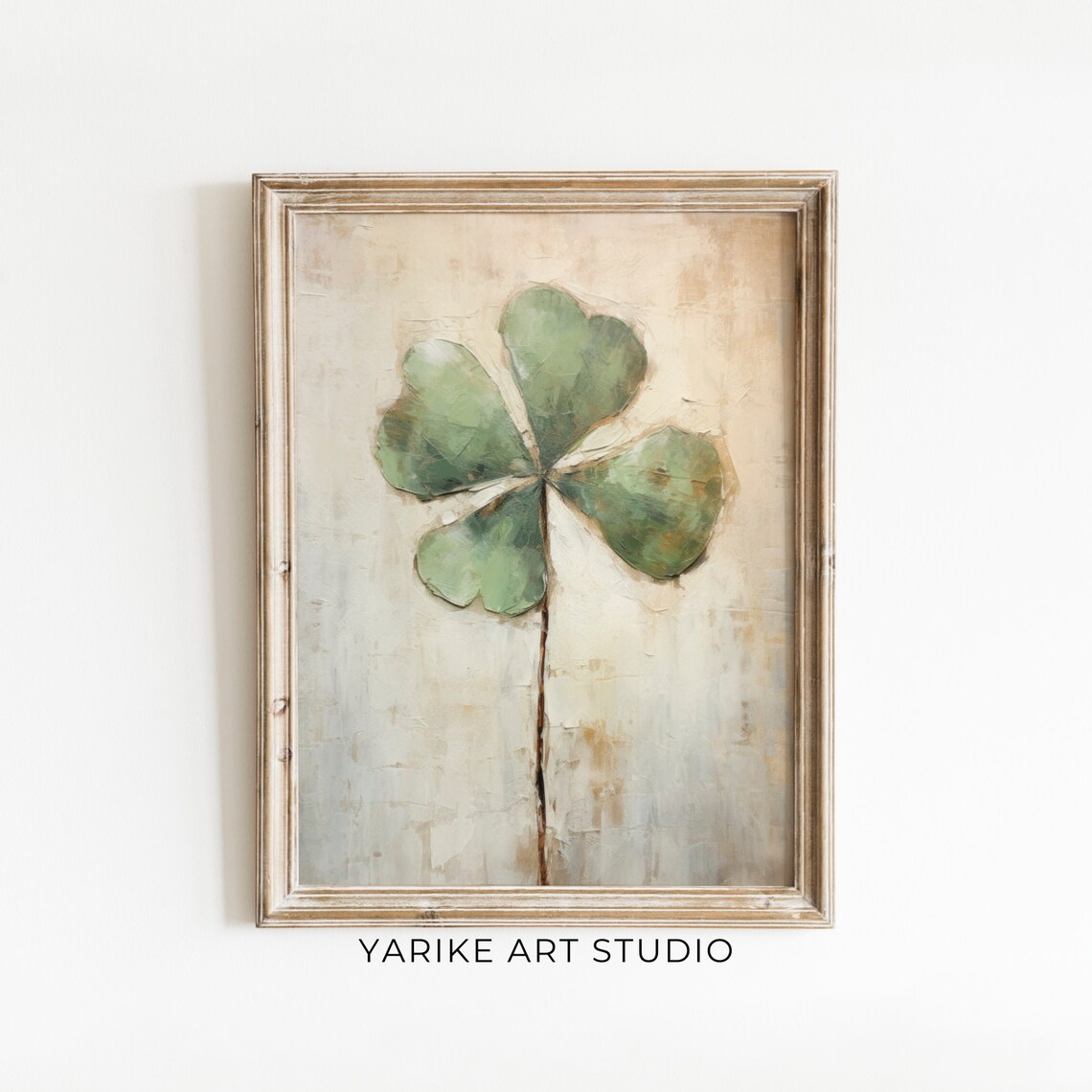 Lucky Four Leaf Clover Minimalist Botanical Green Art Poster - Image 6
