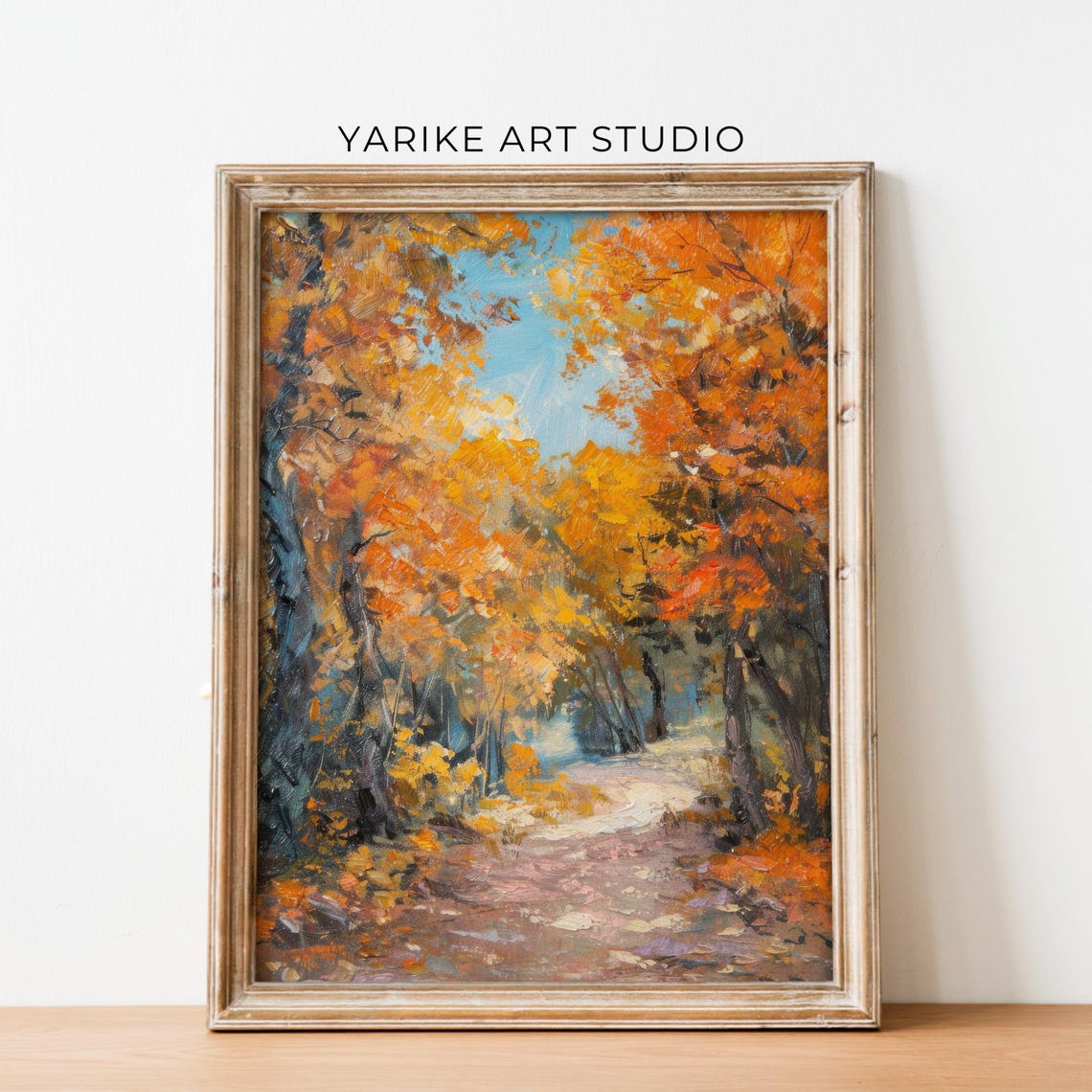 Golden Autumn Forest Path With Orange Canopy Landscape Poster - Image 6