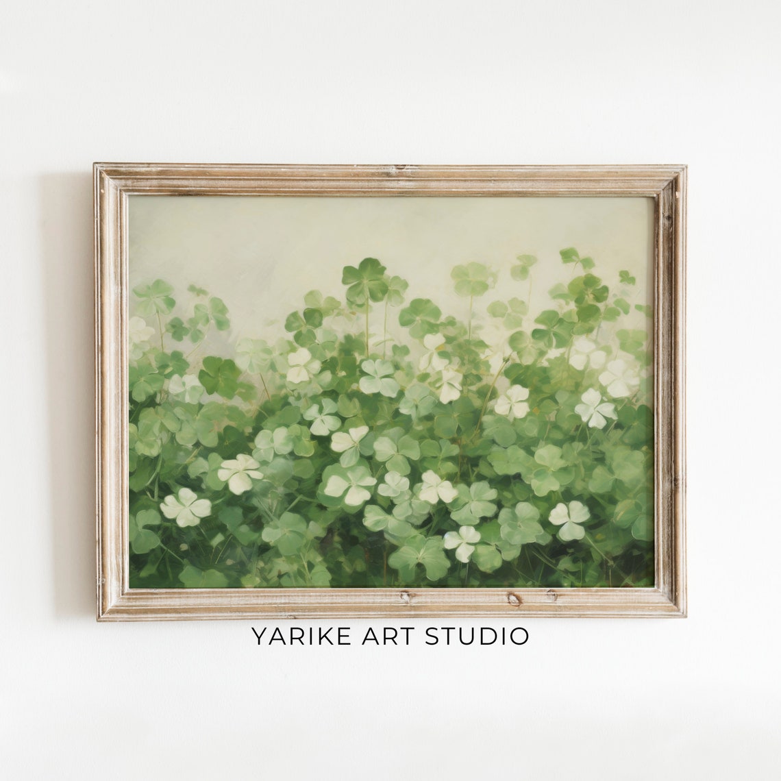 Lush Clover Field Impressionist Green Botanical Meadow Art Poster - Image 6
