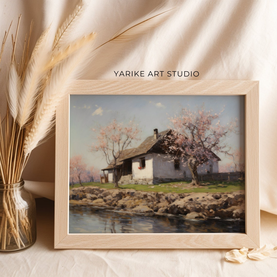 Vintage Stone House Print Stone House Cottage Painting French Countryside Art Rustic Farmhouse Wall Decor Country Cottage Art 460 - Image 2