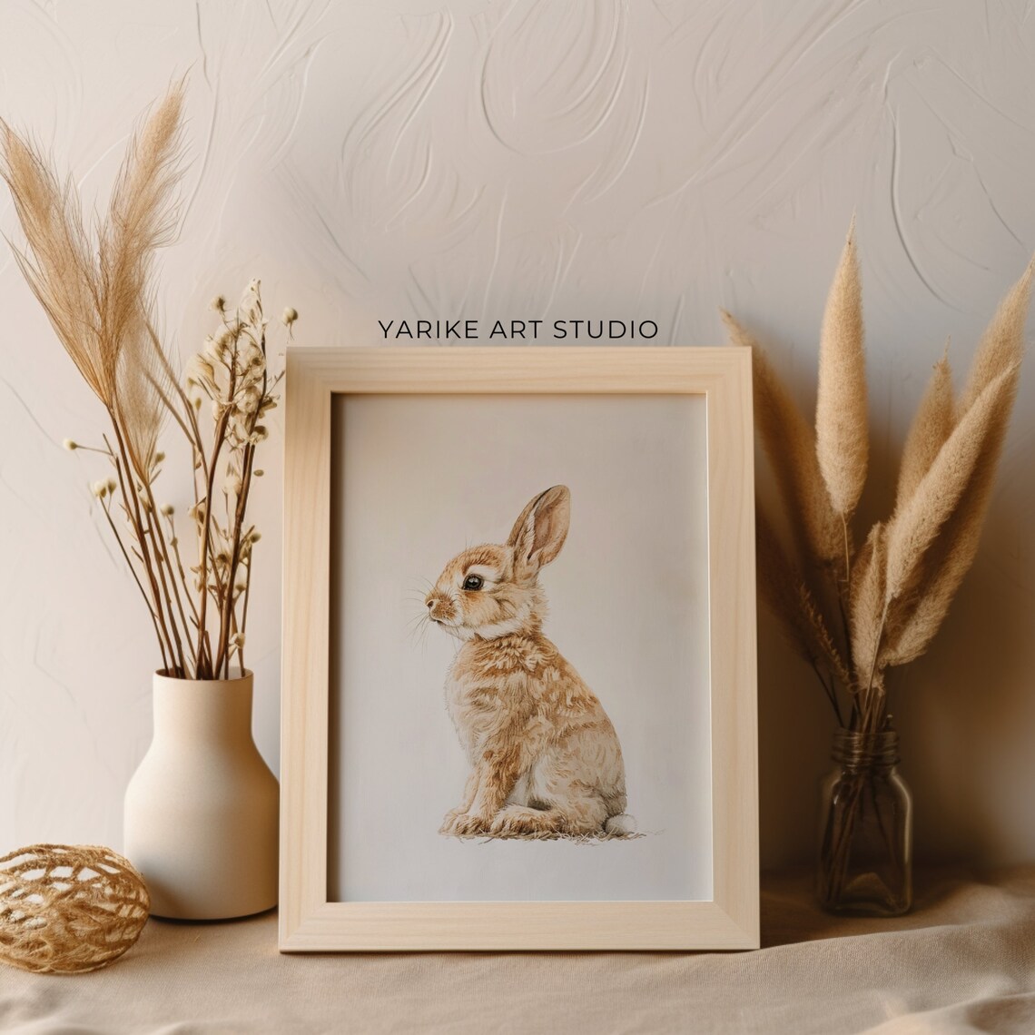 Sweet Brown Bunny Portrait Soft Watercolor Wildlife Art Poster - Image 4