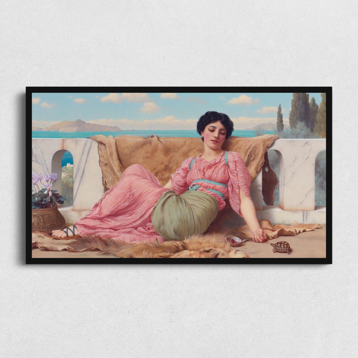Vintage Frame TV Portrait Art, Bored Woman Portrait