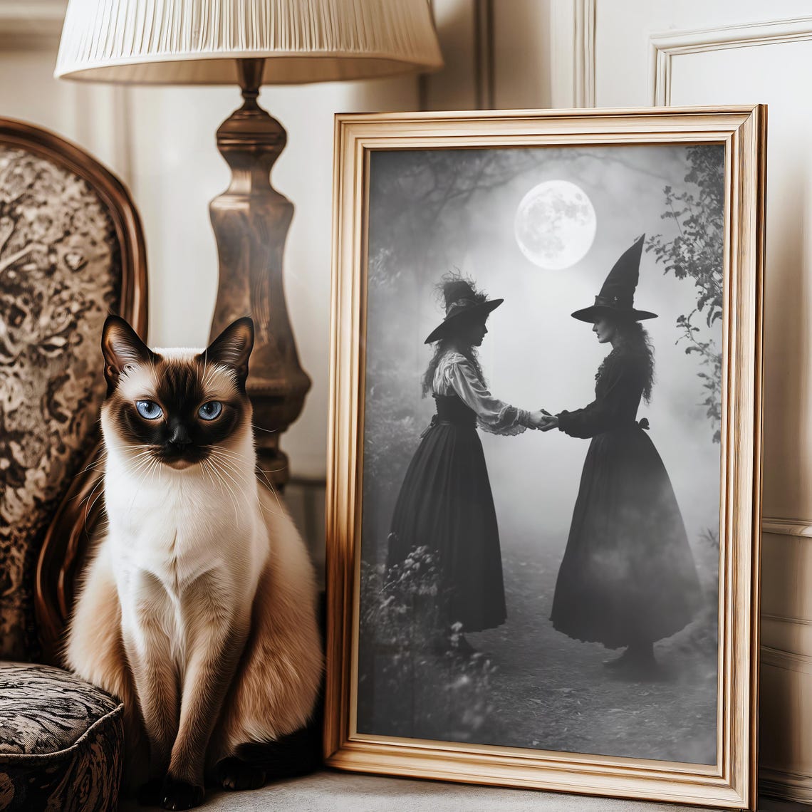Two Witches Dancing Together Under The Full Moon Magic Poster - Image 3