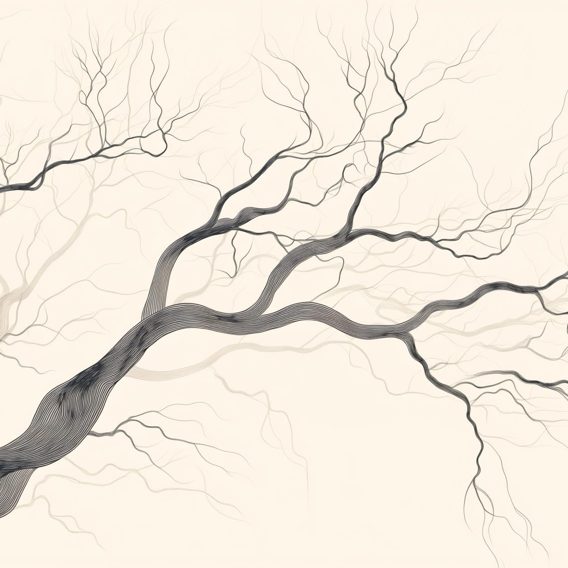 Gnarled Bare Tree Branch Ink Drawing Moody Nature Frame TV Poster - Image 4