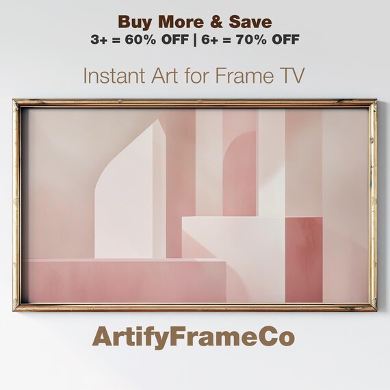 Minimalist Pink Geometric Shapes Frame Tv Art Frame Tv Art Screensaver Year Round Modern Style Living Room