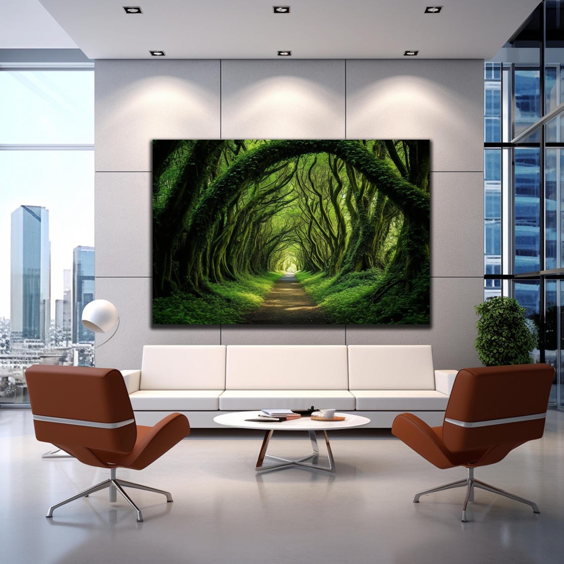 Green Tree Tunnel Arch Forest Pathway Lush Nature Photography Poster - Image 3