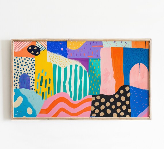 Colorful Abstract Geometric Collage Pink Orange Teal Modern Poster