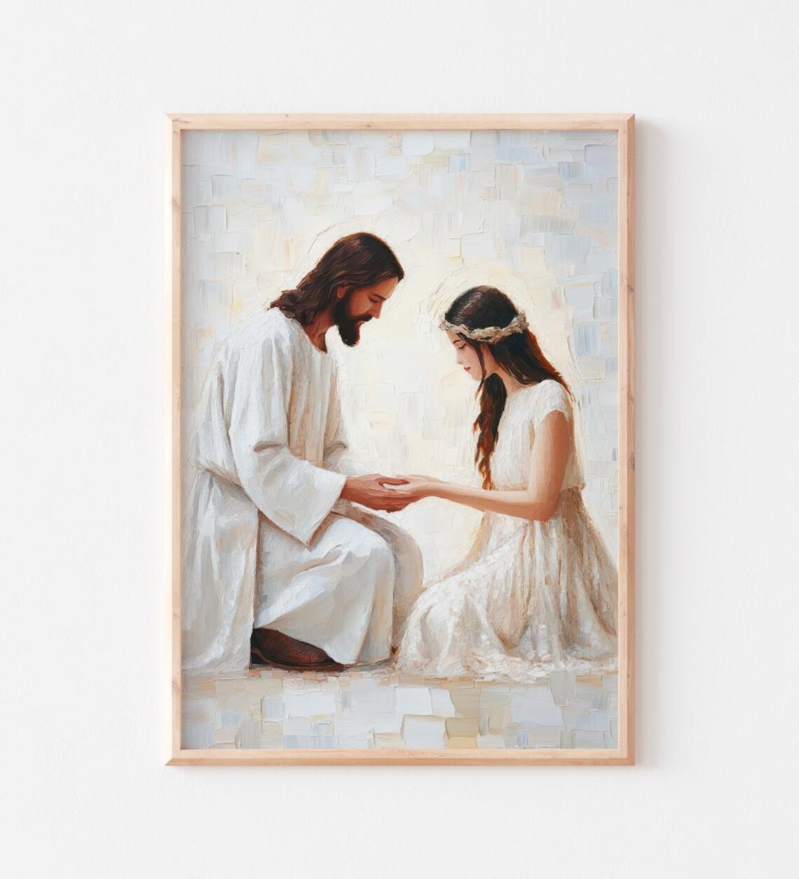 Jesus Holding Hands With Woman Faith Art Print Christian Spiritual Comfort Decor - Image 2