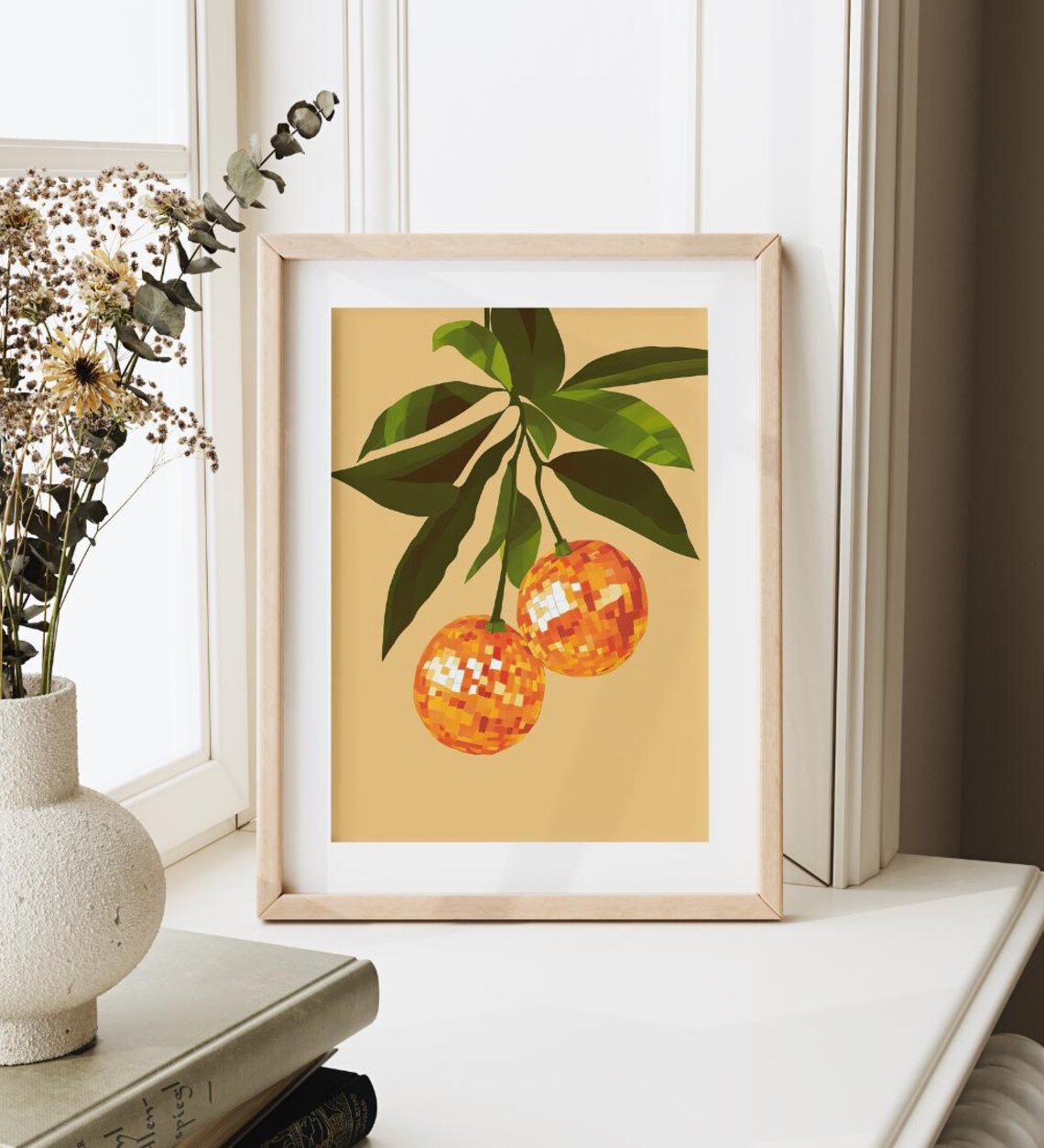 Retro Orange Disco Ball Poster, Funky Citrus Decor - Image 3
