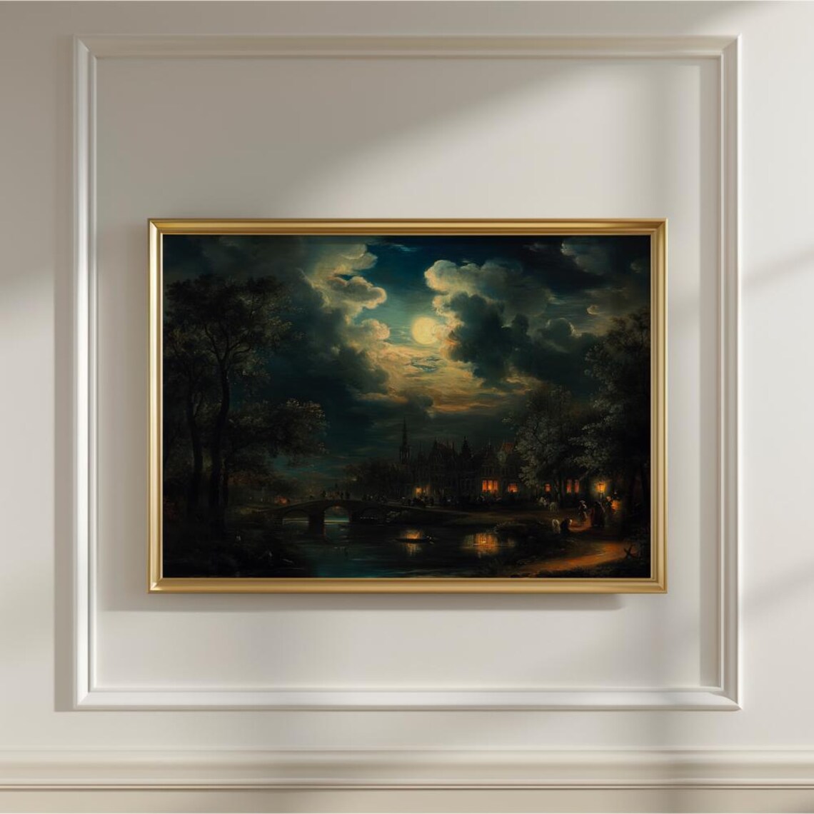 Medieval Celestial Starry Night Landscape Art Print