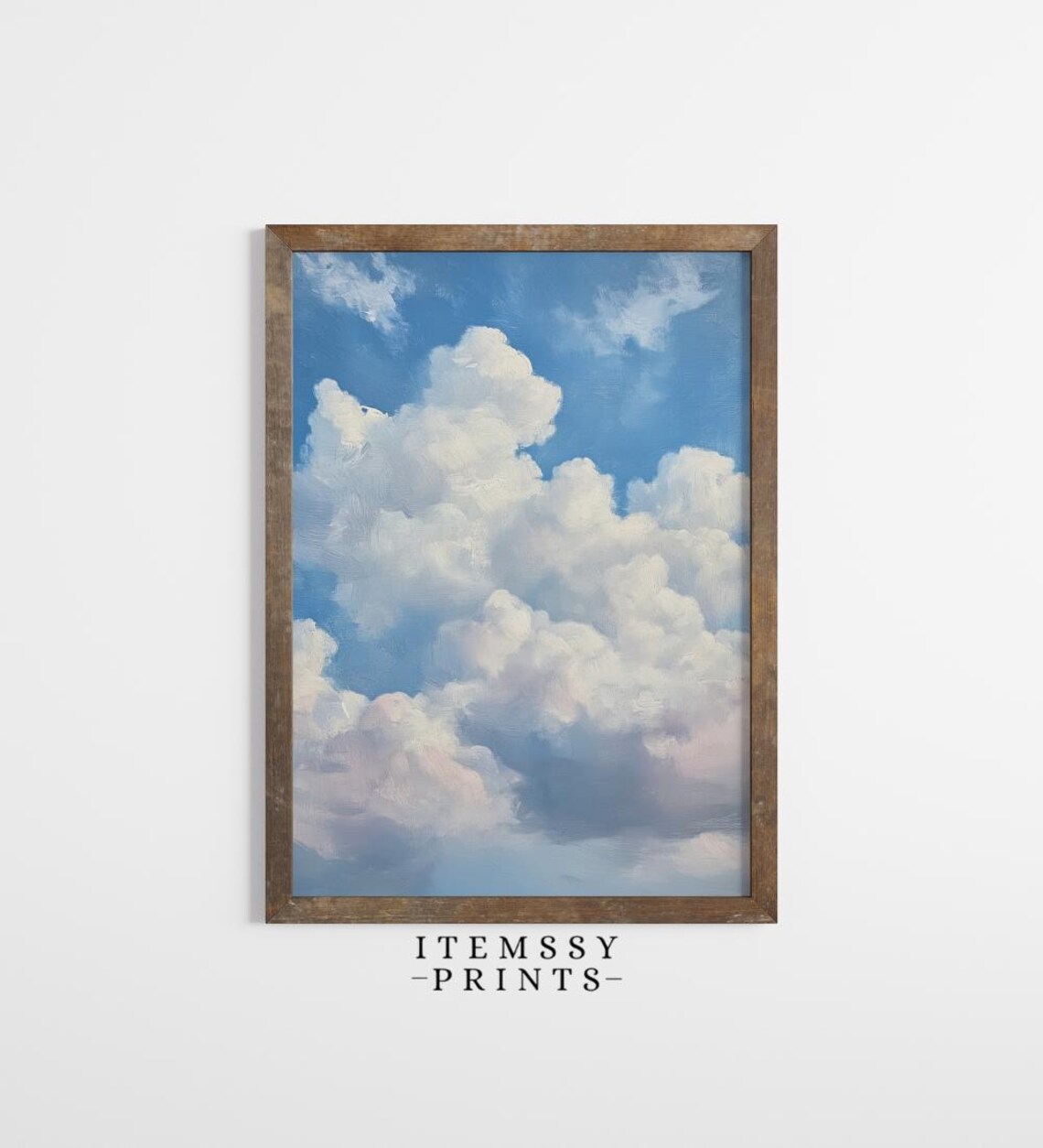 White Clouds Blue Sky Oil Painting Dreamy Cloud Sky Art Poster - Image 2