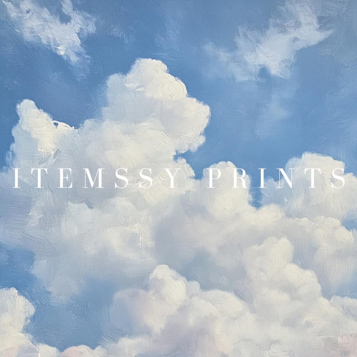 White Clouds Blue Sky Oil Painting Dreamy Cloud Sky Art Poster - Image 3